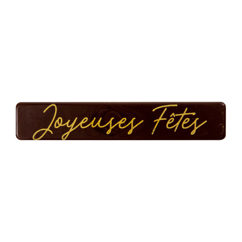 2015851 DONKER CHOCOLADE PLAATJE JOYEUSES FÊTES 8X1,5CM 120 STUKKEN