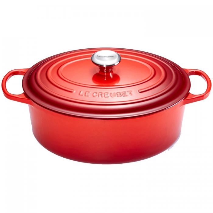 LE CREUSET OVAL COCOTTE 33CM CHERRY 7.5L 8P SIGNATURE