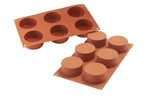 SILIKOMART SF127 VORM 6 CILINDERS Ø70 HT 35MM 133ML ANTI-AANBAK GN1/3 -50° TOT 250°