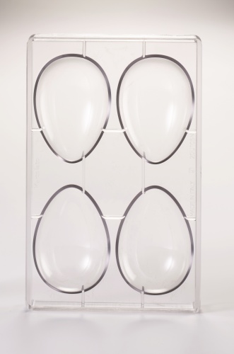 MOULE 4 DEMI OEUF UNI POLY 70GRCOQUILLE HT105MM-BASE72MM
