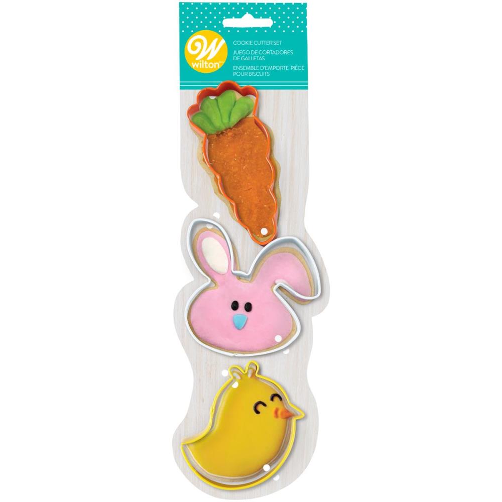 WILTON SET  3 EMPORTE-PCES PAQUES CAROTTE/LAPIN/POUSSIN