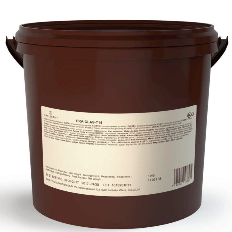 CALLEBAUT PRA CLAS T14 HAZELNOOTPRALINE  EMMER VAN 5KG = KG