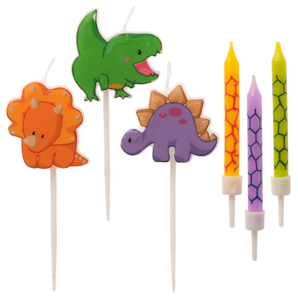 ASSORTMENT OF SMALL DINOSAUR CANDLES 9 PCS