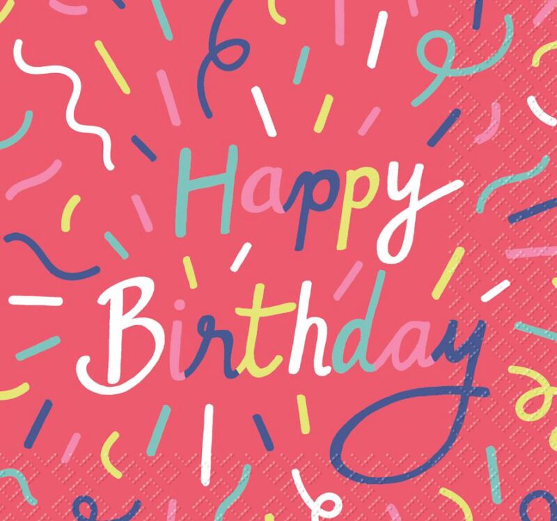 HOME FASHION SERVIETTE 33X33CM HAPPY BIRTHDAY PAQUET DE 20 PCES