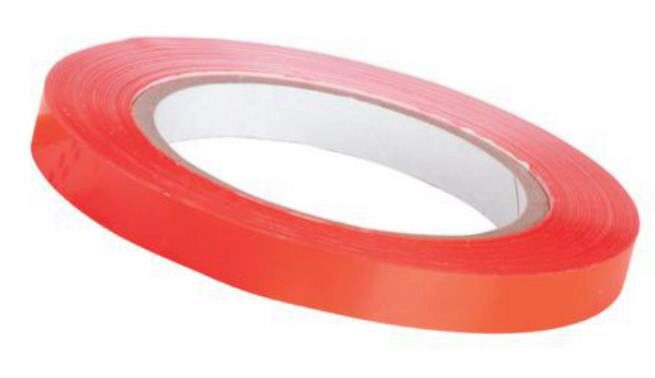 BANDE ADHÉSIVE PVC ROUGE POUR CERCLEUSE Ø9MM  66M  4 PCES=COLIS   32 PCES=PAQUET