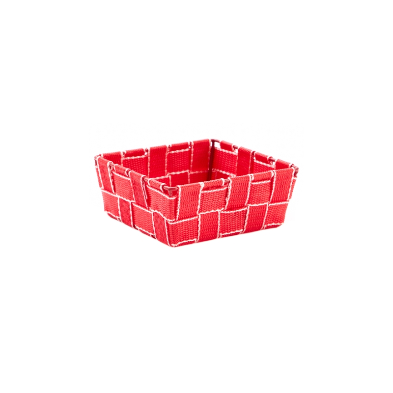 PANIER CARRE XSM ROUGE RAYE ROPE 15X15XH5,5CM