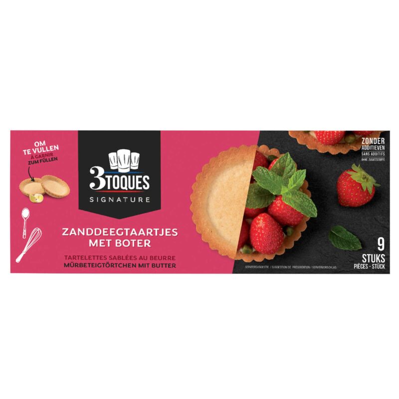 3 TOQUES ZOETE SHORTBREADTAART Ø8.5CMH1.6CM MARGARINE 9 STUKS