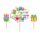 CAKE TOPPER JOYEUX ANNIVERSAIRE ENFANTIN 3PCES