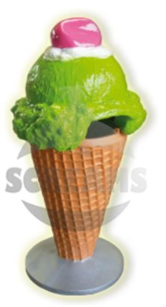 GIANT CONE 1 SCOOP ICE CREAM BIN HT1.35M SIDEWALK /PC CONCRETE BASE 135CMHT