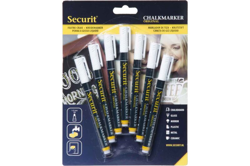 SECURIT SET 7 KRIJTMARKER 1-2MM WIT