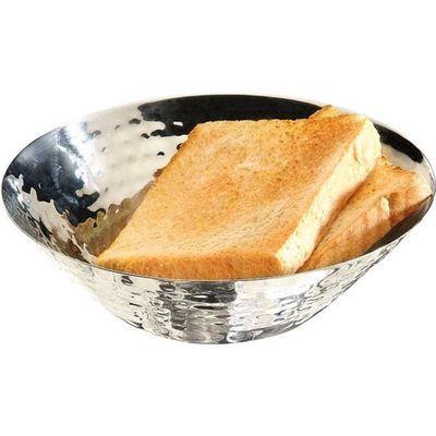 APS BREAD BASKET 16CM HT 5CM STAINLESS STEEL HAMMER - 30276