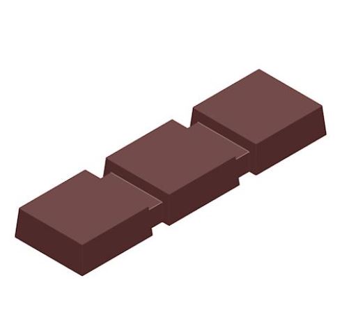 MOULE À CHOCOLAT MAGNÉTIQUE BARRE 3 BLOC CW1000L24 13.5X27.5CM 1X4 40GR