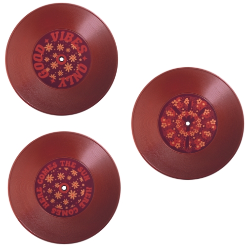 088185 PCB GOOD VIBES BEDRUKTE VELLEN VOOR VINYL 3 ONTWERPEN Ø10.1CM 24 STUKS ***S/CDE***