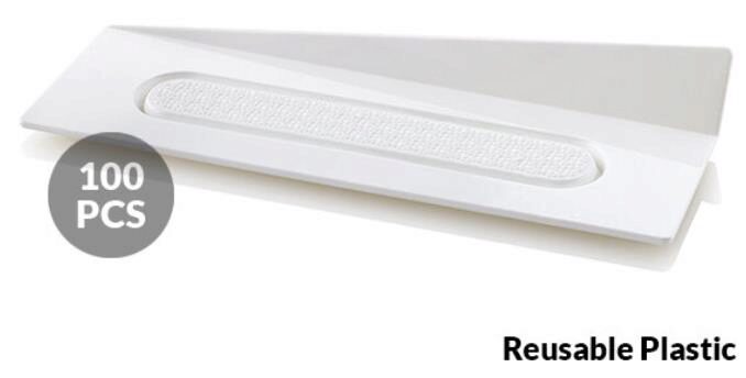 WHITE RECTANGULAR PLATE/TRAY 140X40MM REUSABLE 100PCES