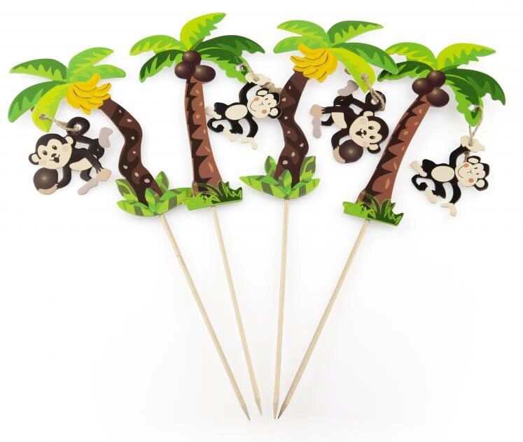ASSORTED MONKEY PALM TREE PICK SET 25CM PACK OF 50 PCES