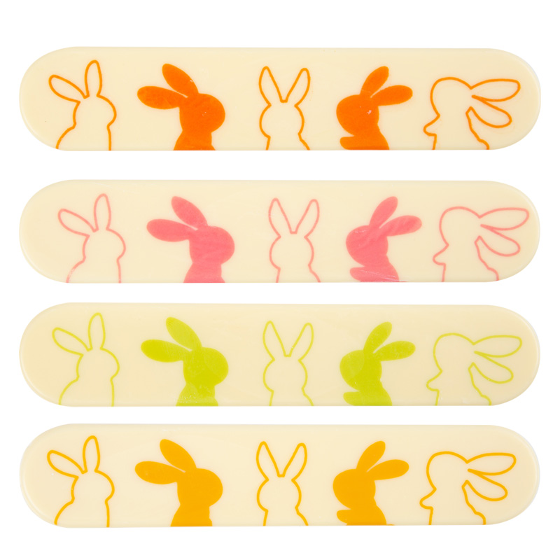 2069137 EASTER BUNNY ECLAIR PLATE 15X3CM CHOCOLATE 35 PCES