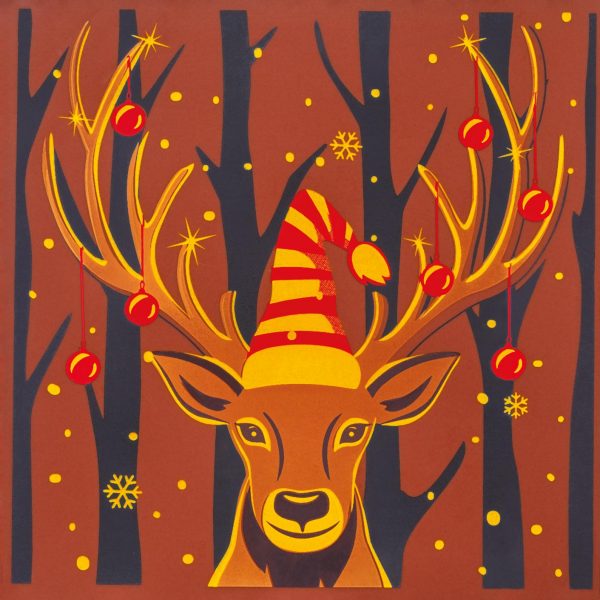 070325 PCB CHRISTMAS REINDEER PRINTED SHEETS FOR SQUARE CARDS AND BAGS 24PCS ***S/CD***