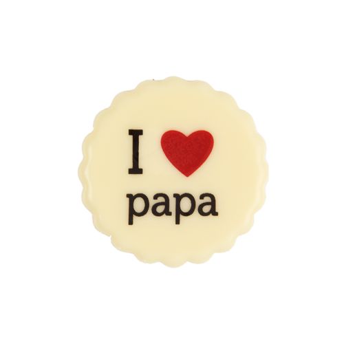 2011024 ROUND PLATE I LOVE PAPA CHOCOLATE DIA35MM 72PCS