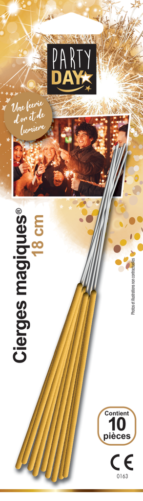 CIERGE MAGIQUE DORE 18CM 10 PCES
