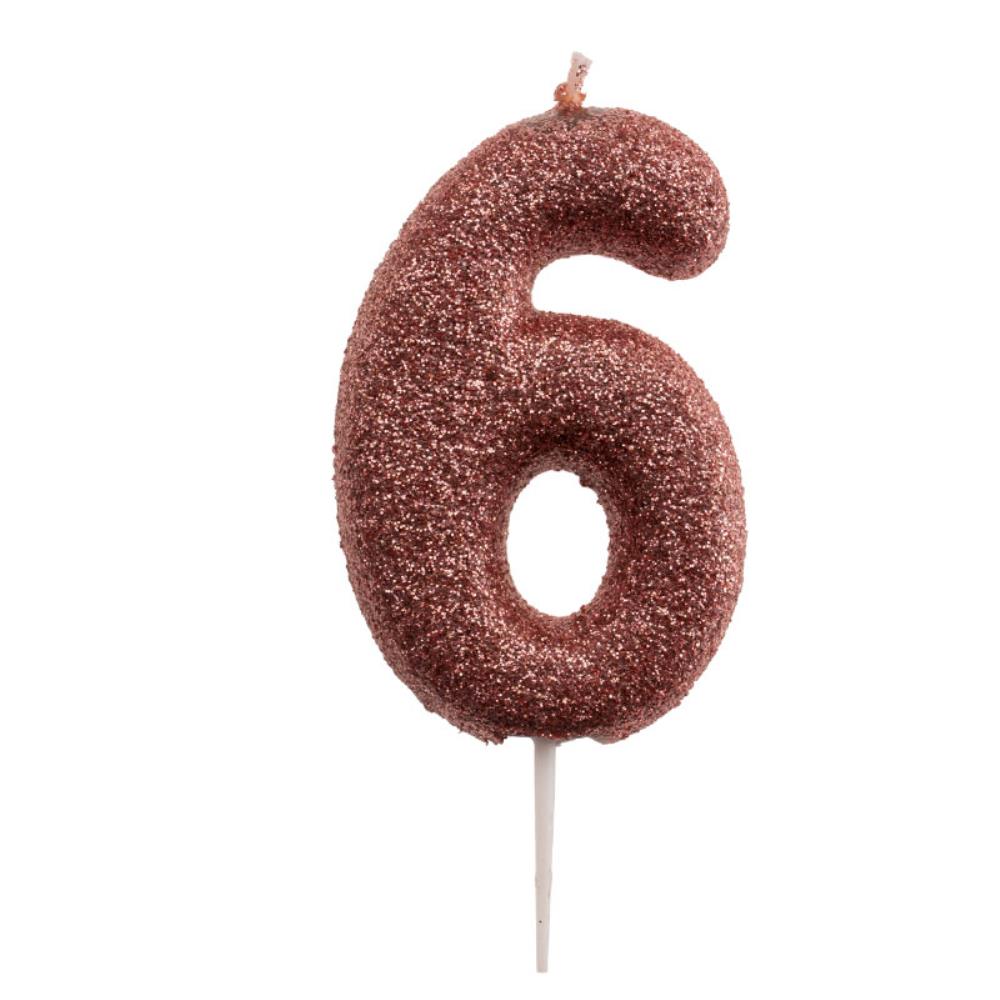 ROSE GOLD NUMBER CANDLE N°6 7CM