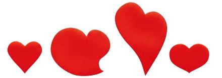 061395 PCB HEARTS CB RED 6 DESIGNS 360PCS ***S/CD***