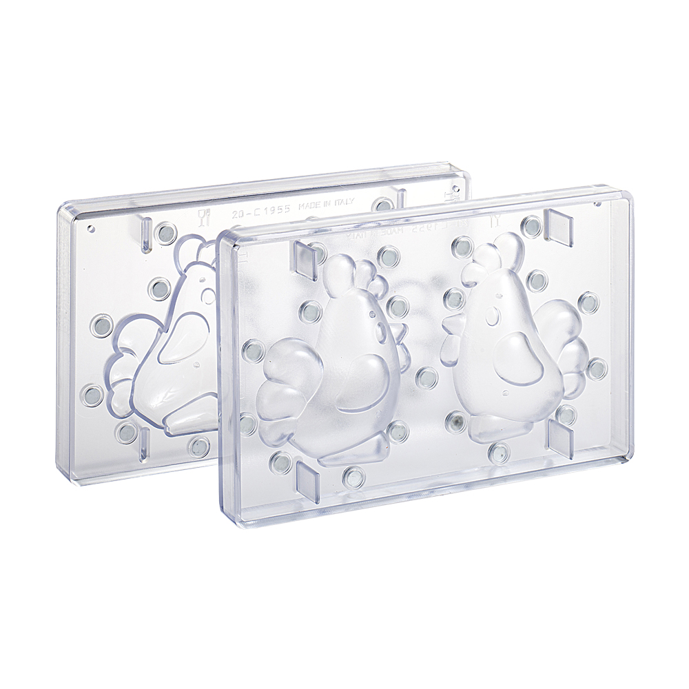 KIT OF 2 MAGNETIC MOLDS FOR CHOCOLATE 3D ROOSTER 2EMP 10X16XH12.6CM ±80GR