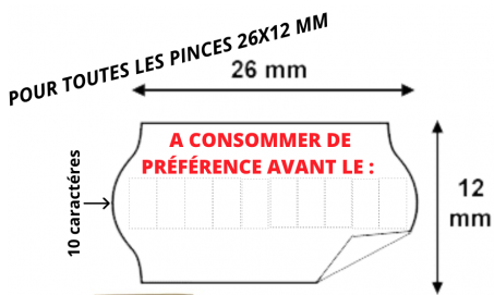 PIERRET ETIQUETTES 26X12MM (C8) "A CONSOMMER AVANT FIN" COLLE PERMANENTE 36 RLX DE 1500 ETIQUETTES