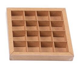KRAFT BOX WITH WINDOW 16 COMPARTMENTS 133X133X/1.9CM CARTON OF 24 PIECES