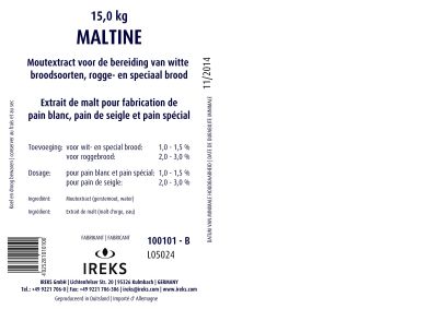  IREKS MALT SYRUP MALTINE 15L 5%