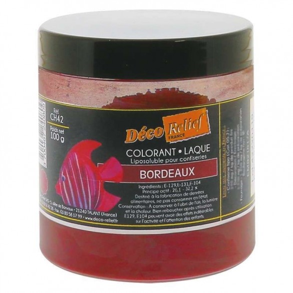 POEDER LAK BORDEAUX KLEURSTOF VOOR CHOCOLADE 100GR CH 42