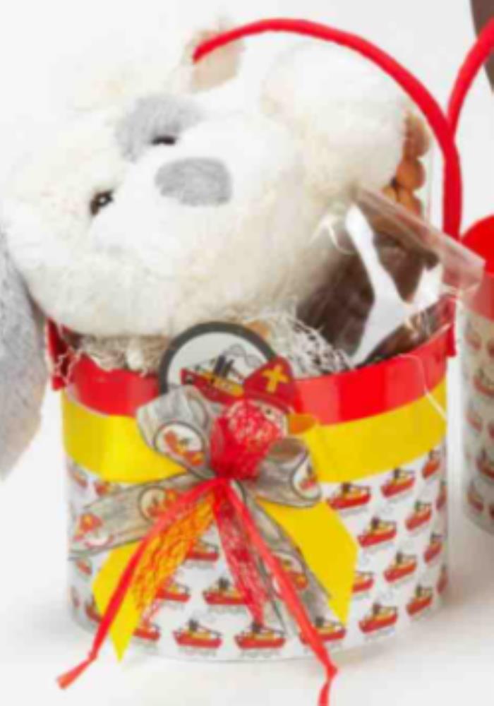 SAINT NICOLAS ROUND CARDBOARD BASKET WITH HANDLE GM