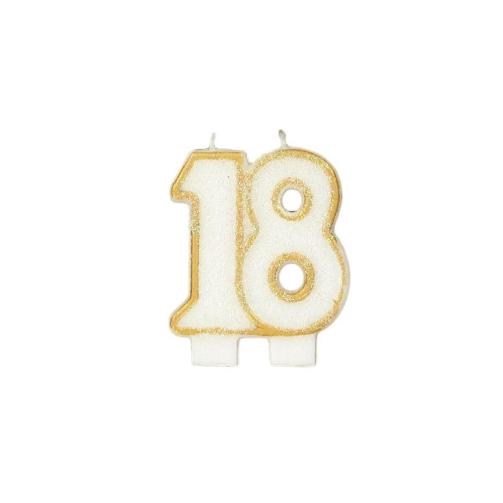 BOUGIE CHIFFRE 18 ANS BORD DORE HT 6CM