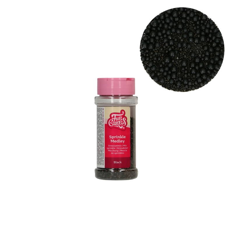 FUNCAKES ZWARTE SUIKER DECORATIE MIX 65GR