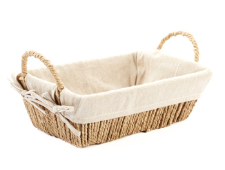 RECTANGULAR CRAFT BASKET WITH NATURAL FABRIC 30X20XH10CM