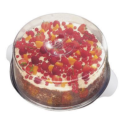 STAINLESS STEEL PIE TRAY 18/0-30CM WITH TRANSPARENT COVER