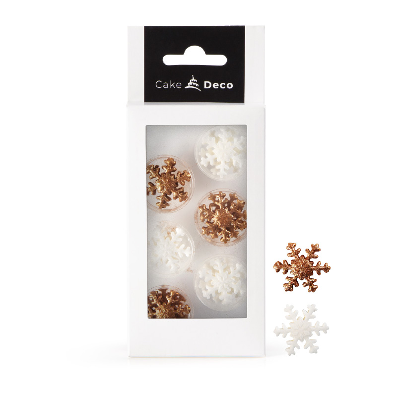 *FF*1039402 WITTE & BRONZEN SNEEUWVLOK 12 STUKS