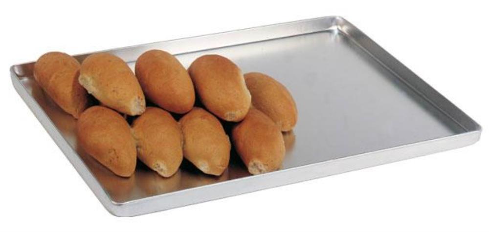 SILVER MATTE ALUMINUM TRAY 40X25XH2CM 90° PLEATED EDGE