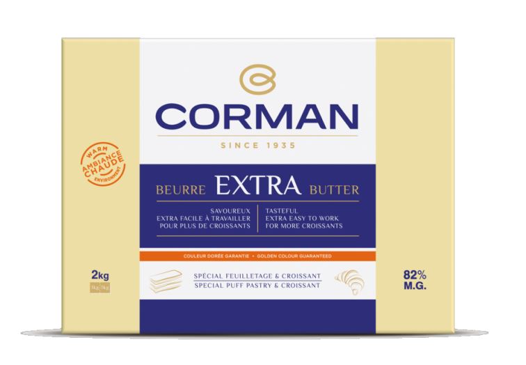 CORMAN 26850901 BEURRE EXTRA 82% AMBIANCE CHAUDE AVEC CAROTENE FEUILLETAGE & CROISSANT 5 X 2 KG 
