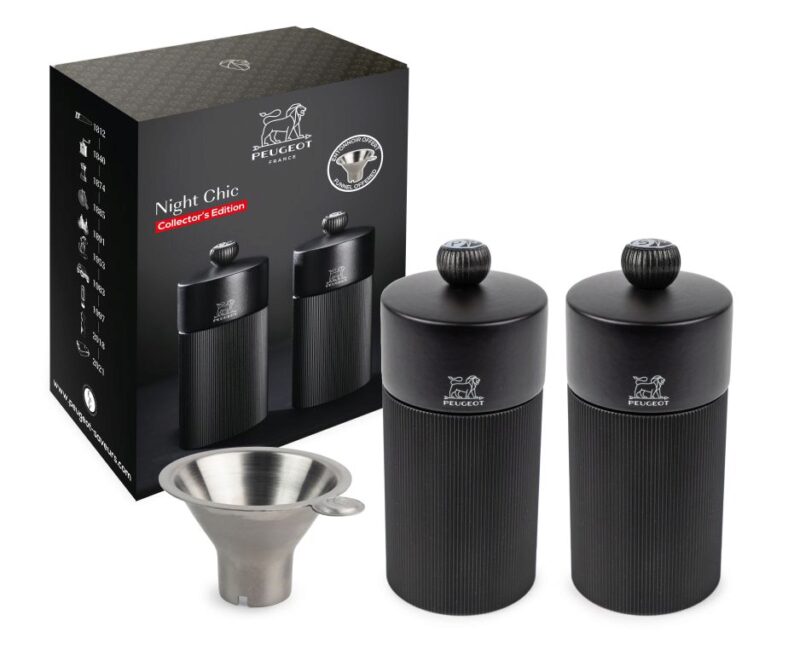 PEUGEOT COFFRET  LINE "NIGHT CHIC"LIMITED MS+MP 12CM CARBONE NOIR MAT