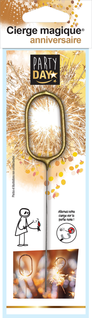 CIERGE MAGIQUE DORE CHIFFRE N°0