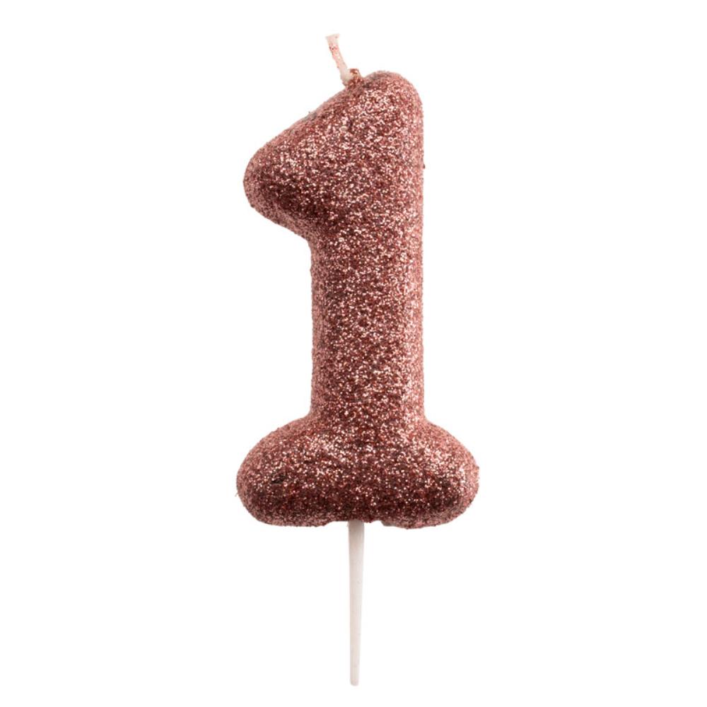 ROSE GOLD NUMBER CANDLE N°1 7CM