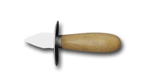 FISCHER OYSTER KNIFE WOODEN HANDLE WITH STAINLESS STEEL GUARD