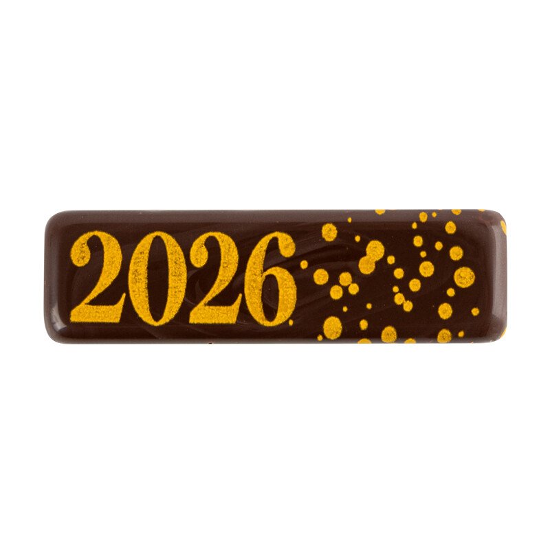 2014525 PLAQUETTE 2026 EN CHOCOLAT NOIR 45 X 13 MM 300 PCES ***S/CD***