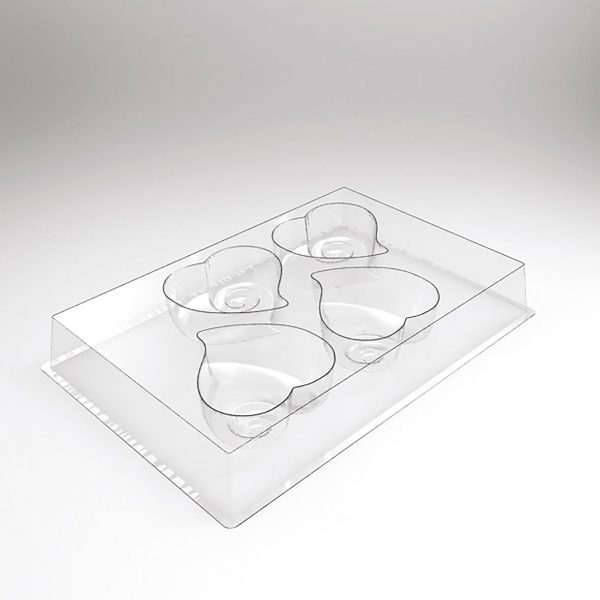 070515 PCB INDIVIDUAL DESSERT MOULDS HEART SPIRAL 120 P 8.4X8 CM P. 3.3 CM 30PCES ***s/cd***