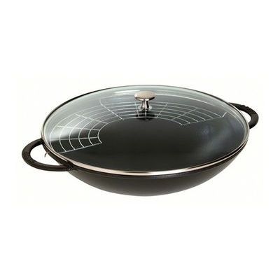 STAUB WOK NOIR 30CM A/COUVERCLE VERRE