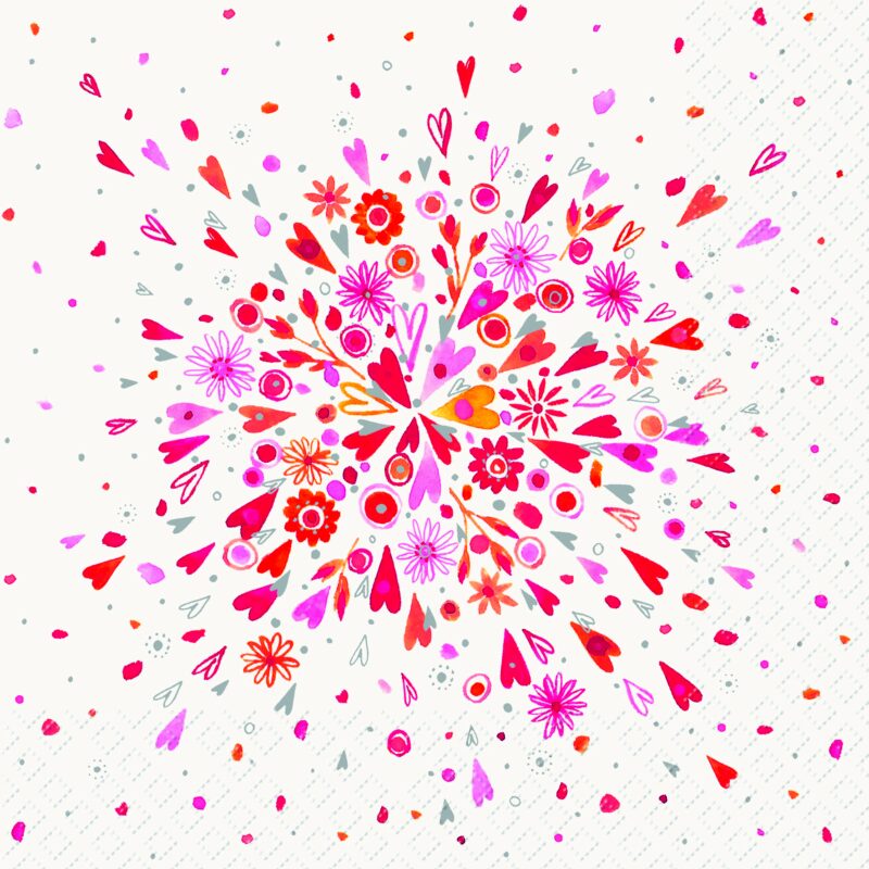 STEWO NAPKIN 33X33CM HEARTS AND FLOWERS PACK OF 20PCS