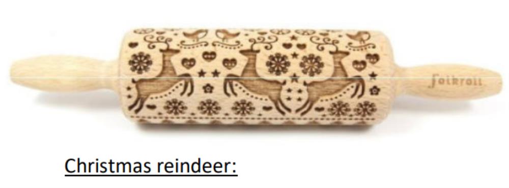 FOLKROLL WOODEN ROLLER 23CM ‘CHRISTMAS REINDEERS