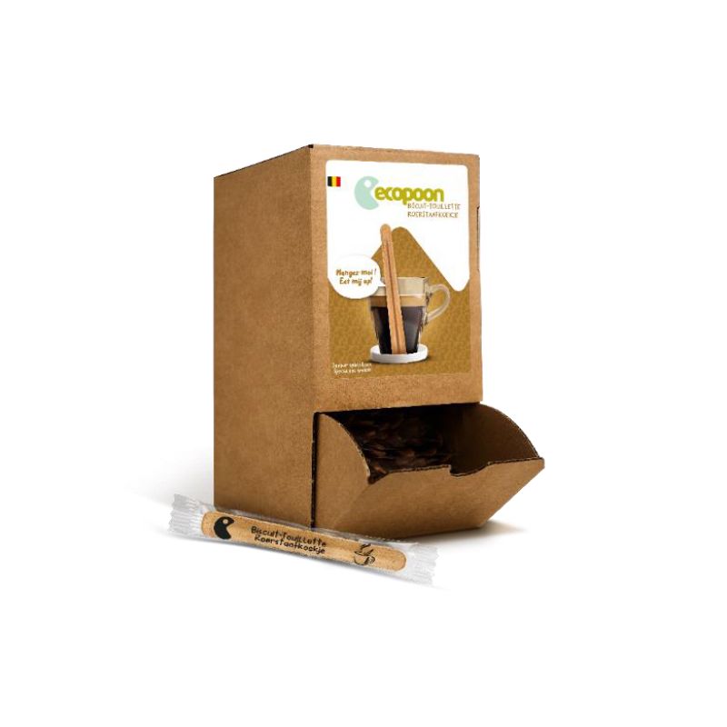 ECOPOON DISTRIBUTEUR DE 150 TOUILLETTES BISCUIT NATURE "À DÉGUSTER"*S/CDE* 8 X 150