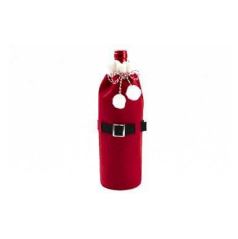RED FELT CHRISTMAS BAG FOR ONE BOTTLE 9XH29CM