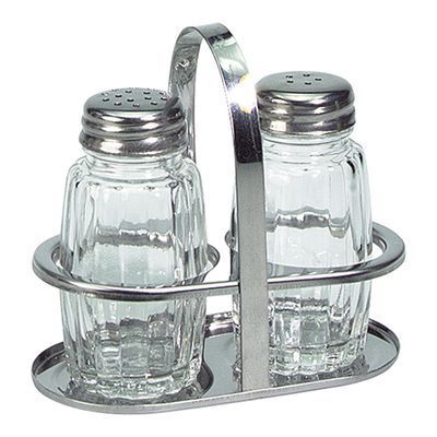 BASIC STAINLESS STEEL/GLASS SALT+PEPPER CUTLERY SET